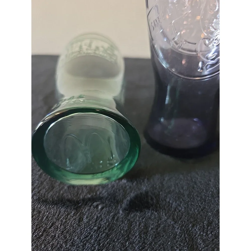 2 - McDonald's 1948 15 Cent Hamburger Collectable Vintage Green And Purple Glass